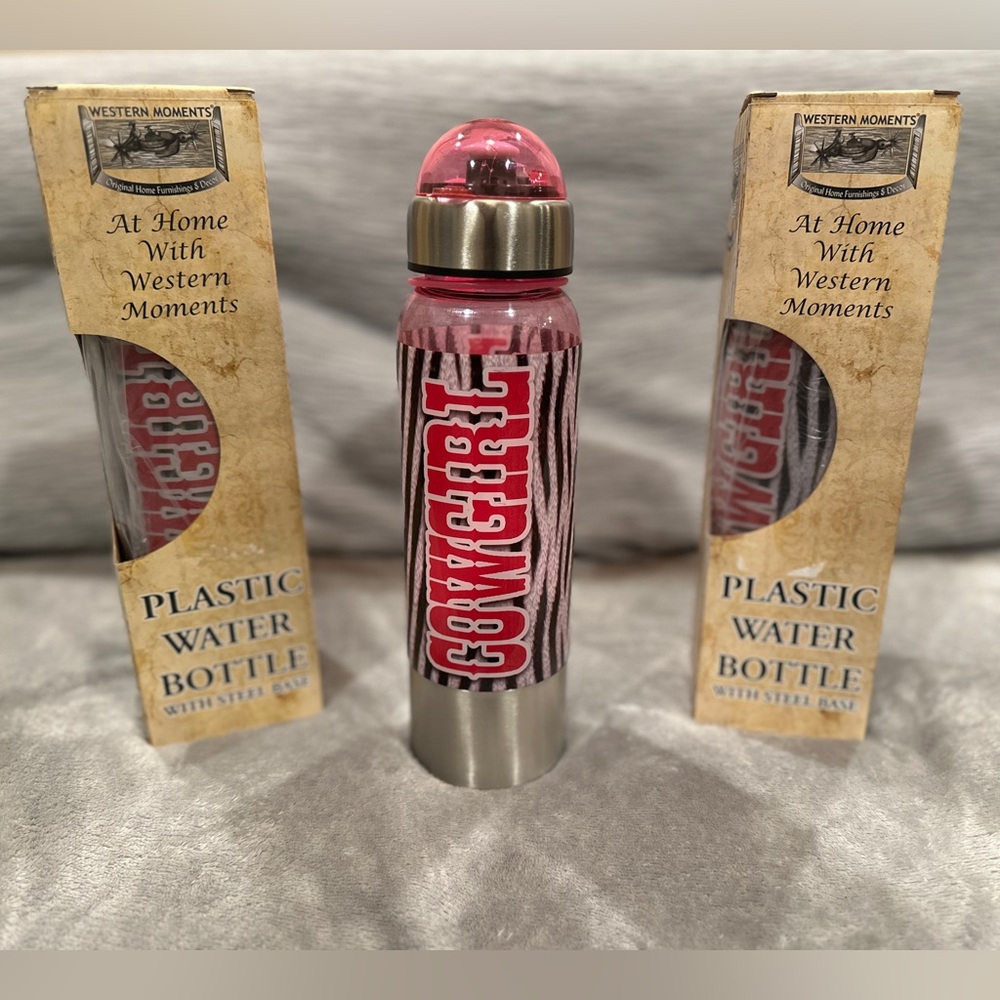 Cowgirl plastic water tumbler steel bottom. Lead free. Western 24 oz. Cold drink